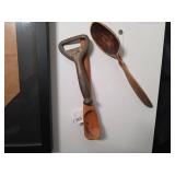 Wooden Spoon and Metal Bottle Opener Set