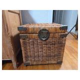 Wicker Storage Trunk with Metal Accents