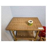 Two-Tier Wicker and Bamboo Side Table