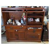 Wooden Hutch with Shelves and Drawers