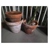 Three Terracotta Plant Pots