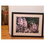 Framed Photograph of Bayon Temple Faces