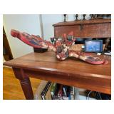 Hand-Painted Wooden Winged Sculpture