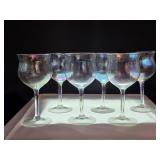 Six Iridescent Vintage Wine Glasses