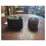 Two Metal Trinket Boxes w/ Gemstone Accents