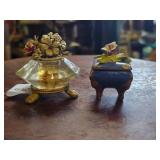 Faceted crystal dresser bottle & Porcelain