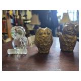 Three Decorative Owl Figurines