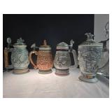 Lidded Ceramic Beer Steins