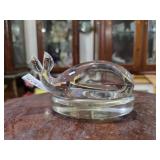 Steuben Glass Whale Figurine w/ Oval Base by