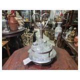 Glass Condiment Cruet Set w/ Metal Holder