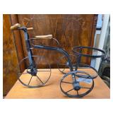 Metal Tricycle Plant Stand w/ Wooden Seat