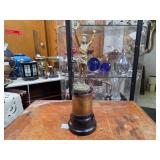 Vintage Victory Brass Trophy w/ Figure Holding