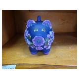Vintage Blue Ceramic Piggy Bank