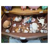 Drawer w/ Shells, Rocks, & Decorative Items