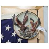 Flying Bald Eagles & Scenic Detail wall plaque