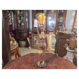 African Statue w/ Gold Accents & Vessel