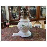 Milk Glass Oil Lamp w/ Crown Burner