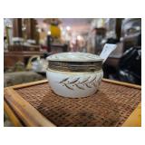 White & Gold Ceramic Trinket Box w/ Hinged Lid