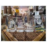 4 Etched 9/11 Glass Paperweights