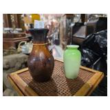 Drip Glaze Bud Vase & Green Small Vases - Pair