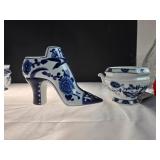 Blue & White Porcelain Figurines & Dishware