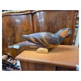 Hand - Carved Folk Art Wooden Parrot Sculpture