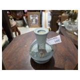 Green Ceramic Vase w/ Floral Motif