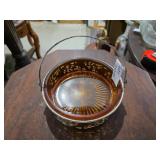 Vintage Pink depression glass bowl set in a