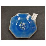 Octagonal Blue Trinket Dish w/ Floral Design