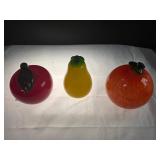 Glass Apple, Pear, & Orange Figurines