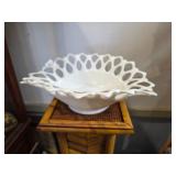 Vintage Westmoreland milk glass Doric Lace oval