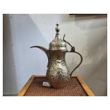 Vintage Arabic Dallah Coffee pot w/ Ornate Relief