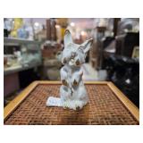 Porcelain Figurine of a Sitting Dog w/ Gold