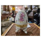 Floral Porcelain Egg Trinket Box w/ Stand by Baum