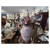 Two - Handled Ceramic Jar w/ Faux Foliage