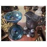 Iridescent Glass Serving Set w/ Grape Motif