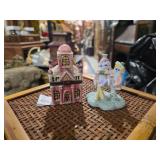 Hand - Painted Ceramic Trinket Box & Figurine Set
