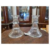 Clear Pressed Glass Taper Candlesticks