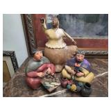 Handcrafted Folk Art Figurine Trio