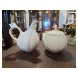 White Ceramic Pitcher & bowl - Pumpkin Design