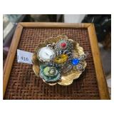 Decorative Bowl w/ Assorted Jewelry Pieces