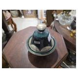 Pottery covered Butter Dish or garlic roaster