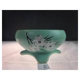 Green Three - Footed Bowl w/ Floral Design