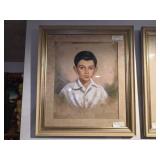 Framed Portrait Painting of a Boy by Evelyn