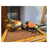 Hand - Painted Bird - Shaped Wooden Trinket Boxes