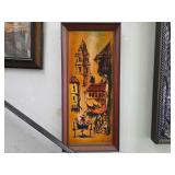 Framed Cityscape Painting - Urban Market Scene