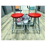 Industrial Red Seat Fixed Height Stools