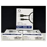 Three Quikcell QMUSB3FT USB-A to Micro-USB Cables