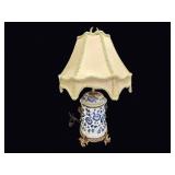 Blue White Porcelain Ginger Jar Lamp Gilt Base