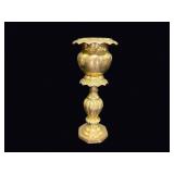 Brass Scalloped Rim Pedestal Urn Jardiniere